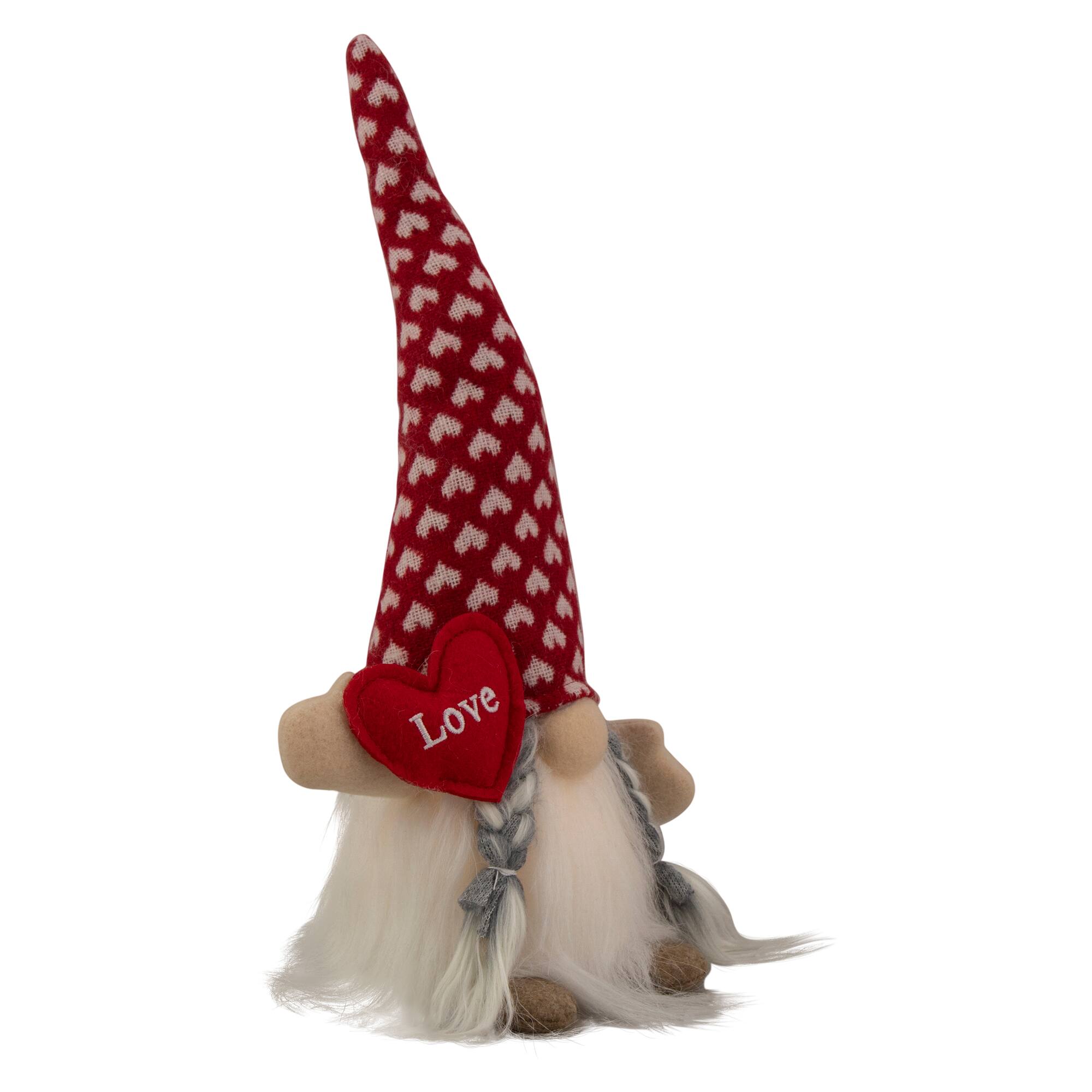 13" Lighted Girl Valentine's Day Gnome With Love Heart
